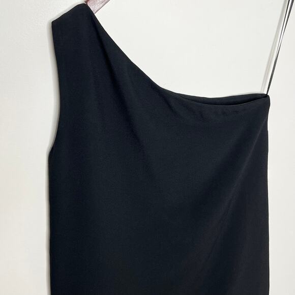 Massimo Dutti Womens One Shoulder Cocktail Dress 6 Black Shift Special Occasion - Picture 8 of 9